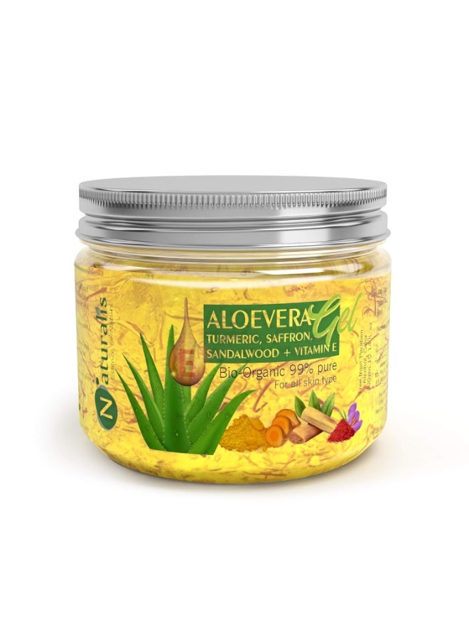 Naturalis Essence of Nature Aloe Vera Gel for Acne, Scars, Glowing & Radiant Skin Treatment (Haldi Chandan Kesar) 300 ml - Image 1